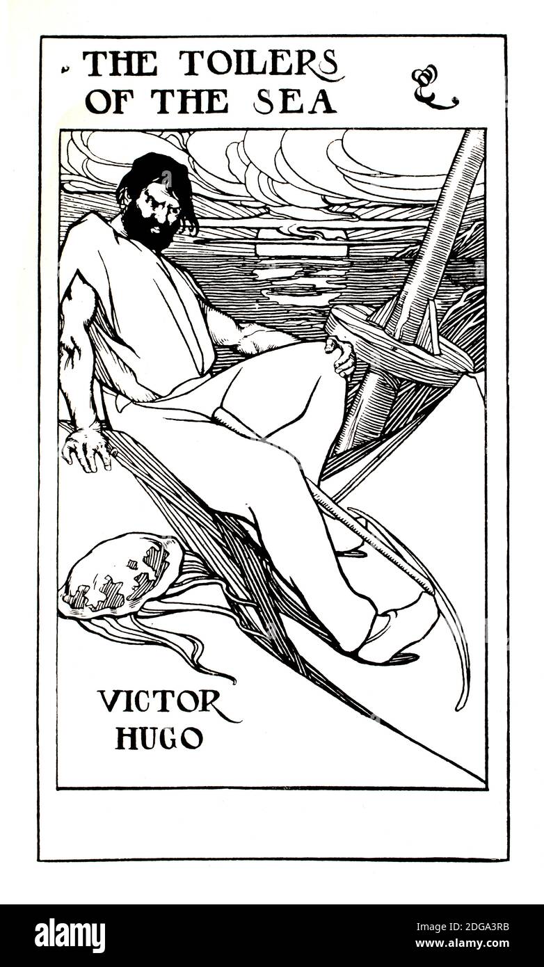 The Toilers of the Sea, Victor Hugo Buch Titelblatt Design, von Alfred Jones, South Kensington (Victoria and Albert) Museum, National Competition, von Stockfoto