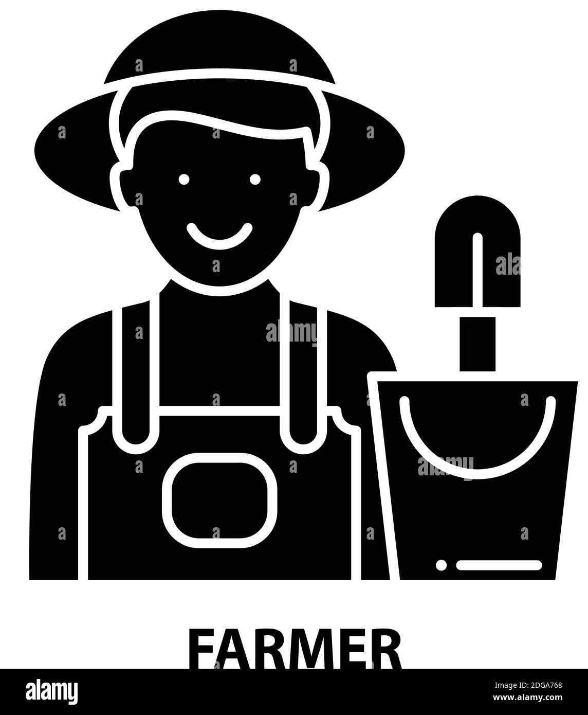 Farmer-Symbol, schwarzes Vektorzeichen mit editierbaren Striche, Konzeptdarstellung Stock Vektor