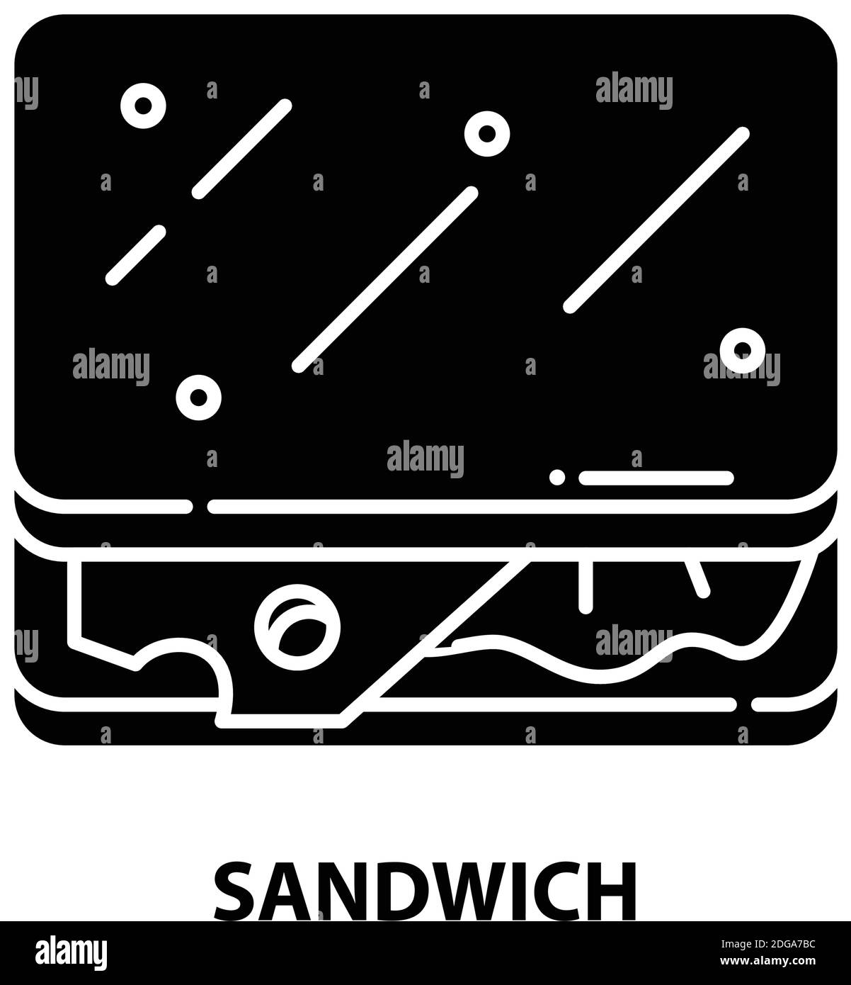 Sandwich-Symbol, schwarzes Vektorzeichen mit bearbeitbaren Konturen, Konzeptdarstellung Stock Vektor