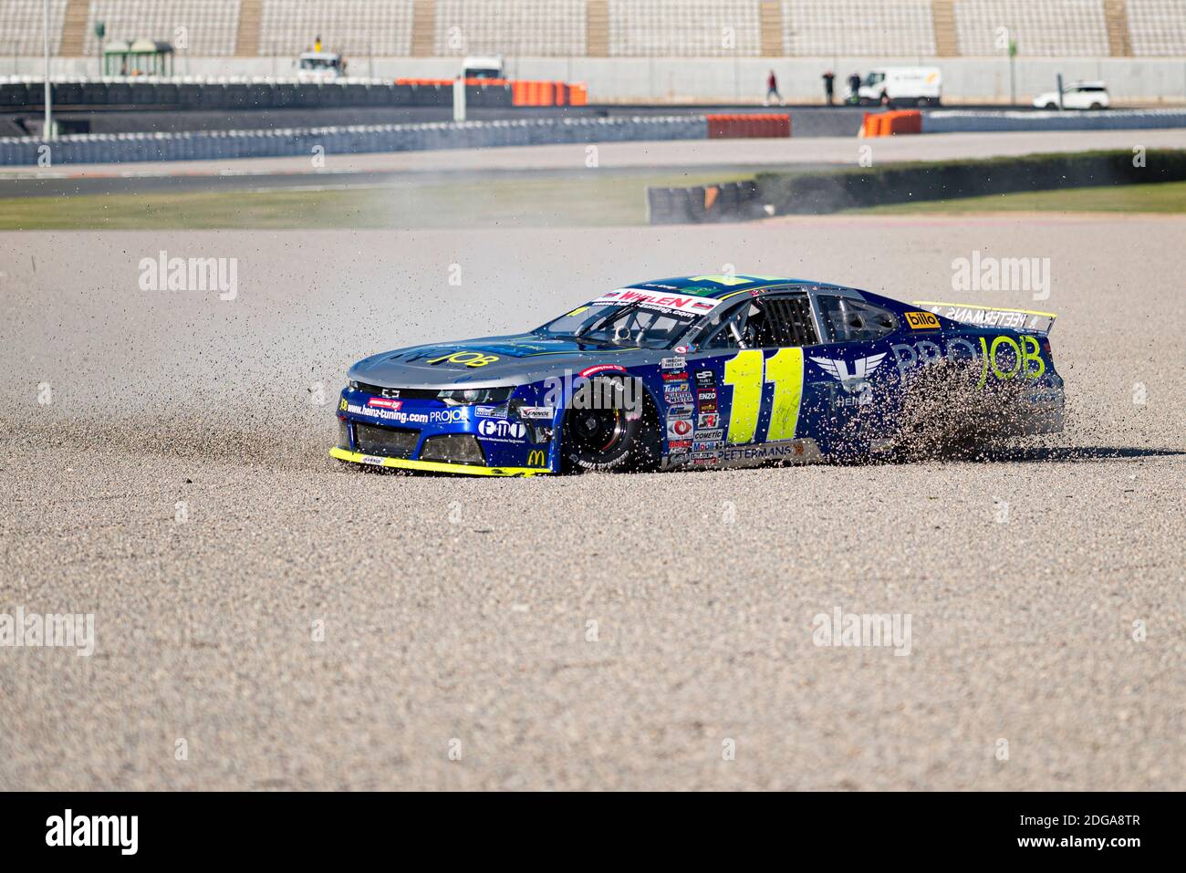 Stienes Longin von PK Carsport gesehen abseits der Strecke während der Nascar Whelen Valencia Rennen.die NASCAR Whelen Euro Series wurde im Jahr 2008 gegründet und gründete die NASCAR offiziellen European Series im Januar 2012 dank einer langfristigen Partnerschaft mit NASCAR (National Association for Stock Car Auto Racing) unterzeichnet. Die europäische NASCAR feiert ihren einzigen Termin in Spanien auf dem Circuit Ricardo Tormo in Cheste, Valencia. Stockfoto