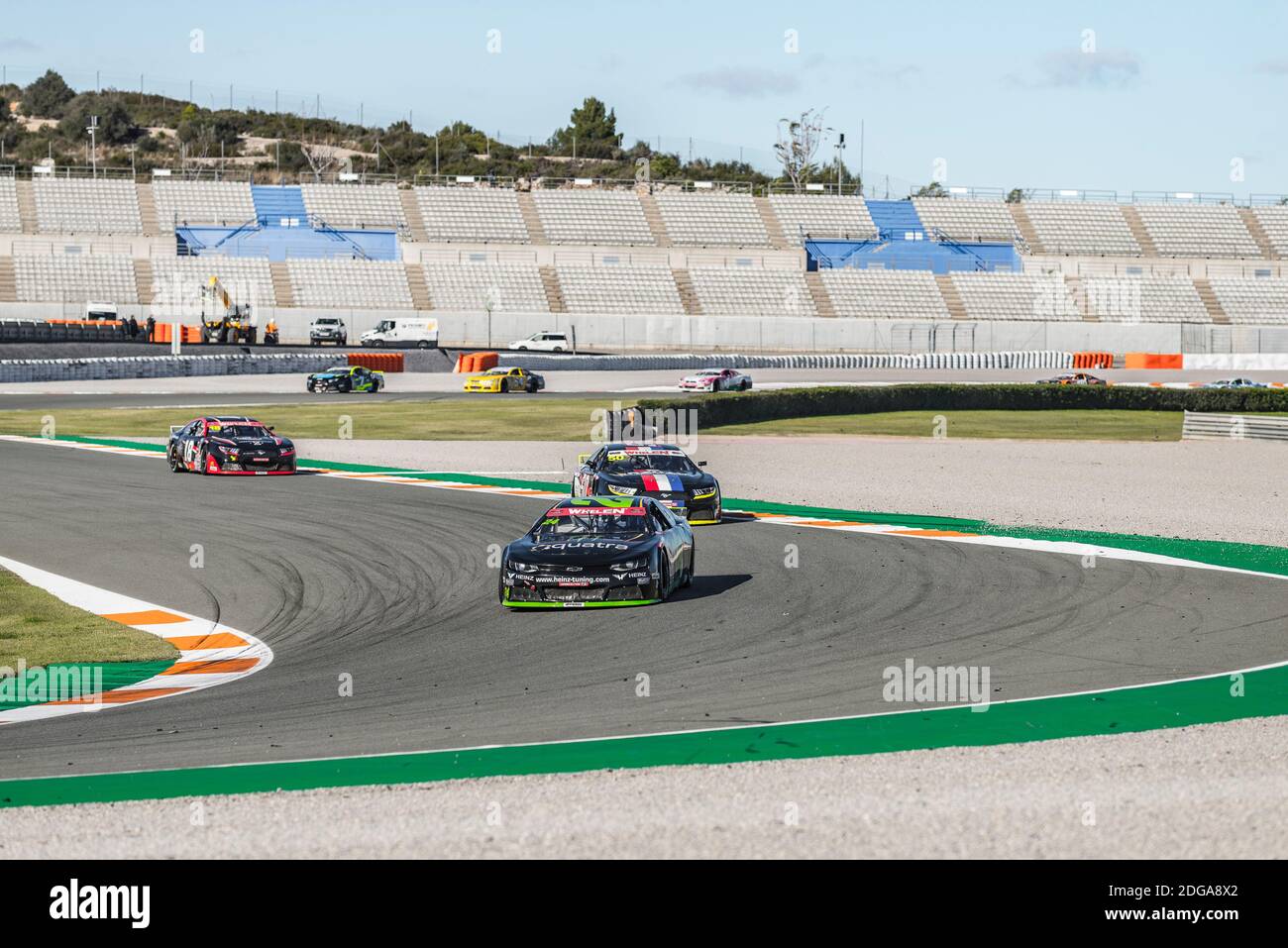 Alon Tag der PK Carsport während der Nascar Whelen Valencia Rennen.die NASCAR Whelen Euro Series wurde im Jahr 2008 gegründet und gründete die NASCAR offiziellen European Series im Januar 2012 dank einer langfristigen Partnerschaft mit NASCAR (National Association for Stock Car Auto Racing) unterzeichnet. Die europäische NASCAR feiert ihren einzigen Termin in Spanien auf dem Circuit Ricardo Tormo in Cheste, Valencia. Stockfoto