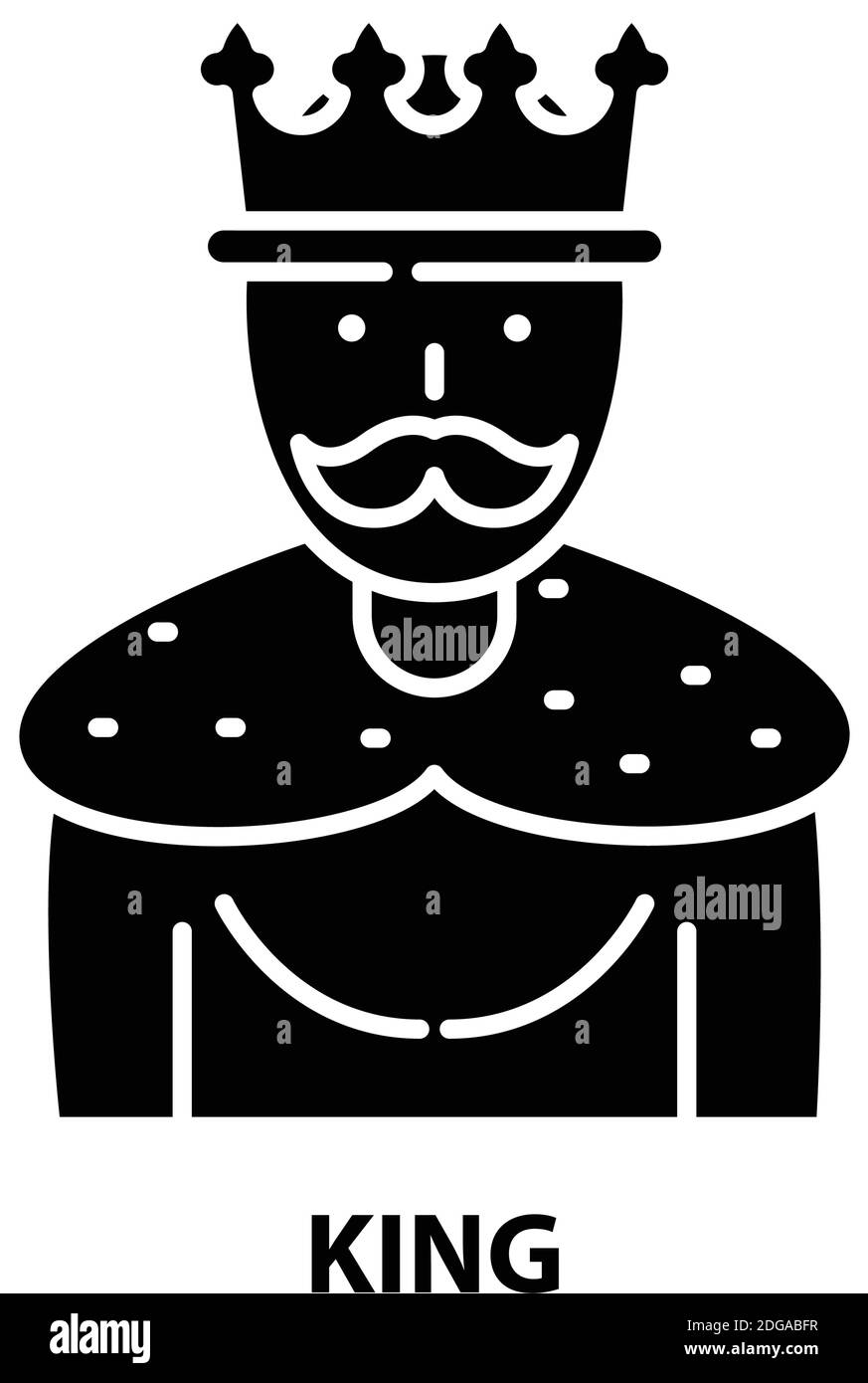 King-Symbol, schwarzes Vektorzeichen mit editierbaren Konturen, Konzeptdarstellung Stock Vektor