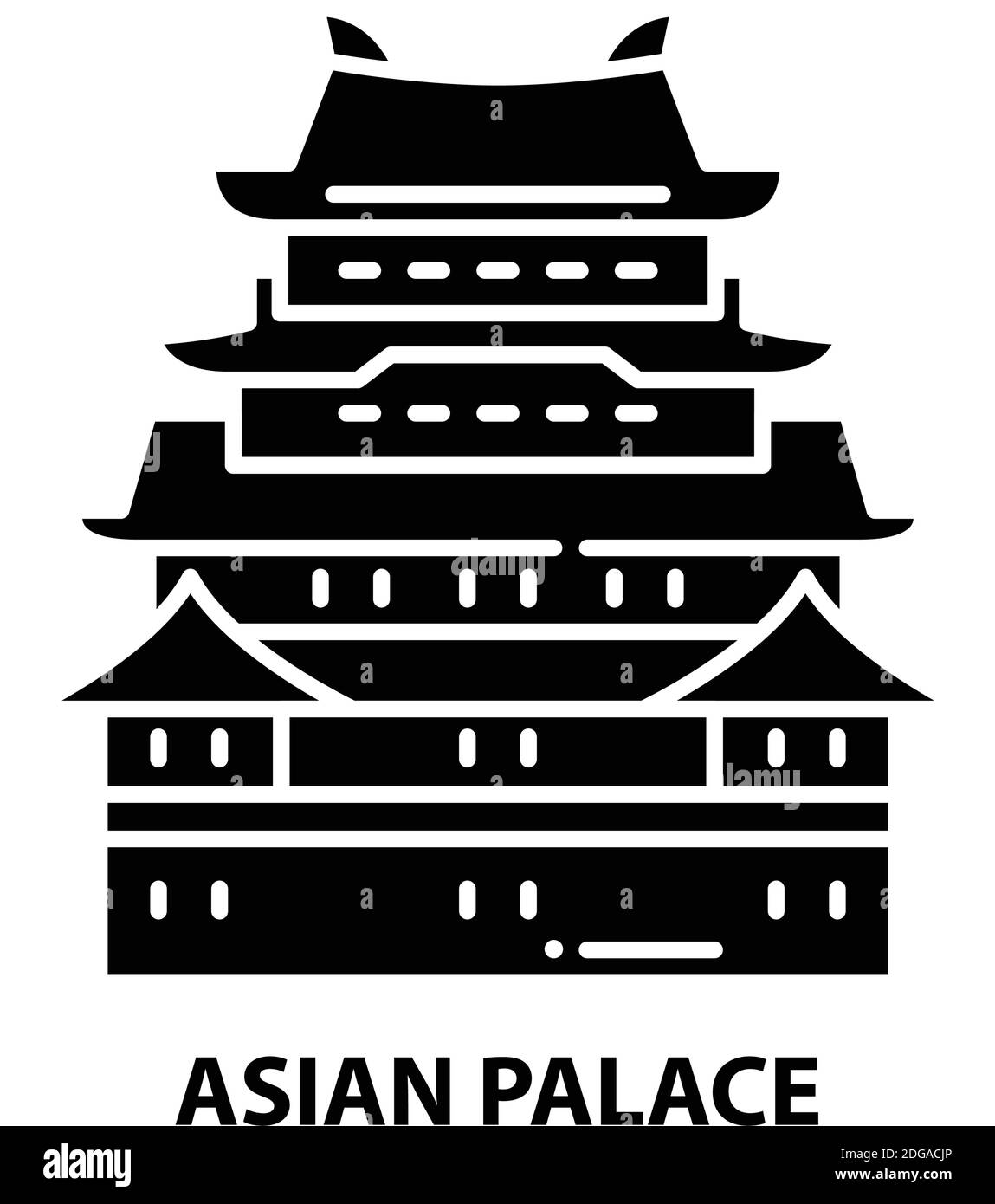 asiatisches Palastsymbol, schwarzes Vektorzeichen mit bearbeitbaren Konturen, Konzeptdarstellung Stock Vektor