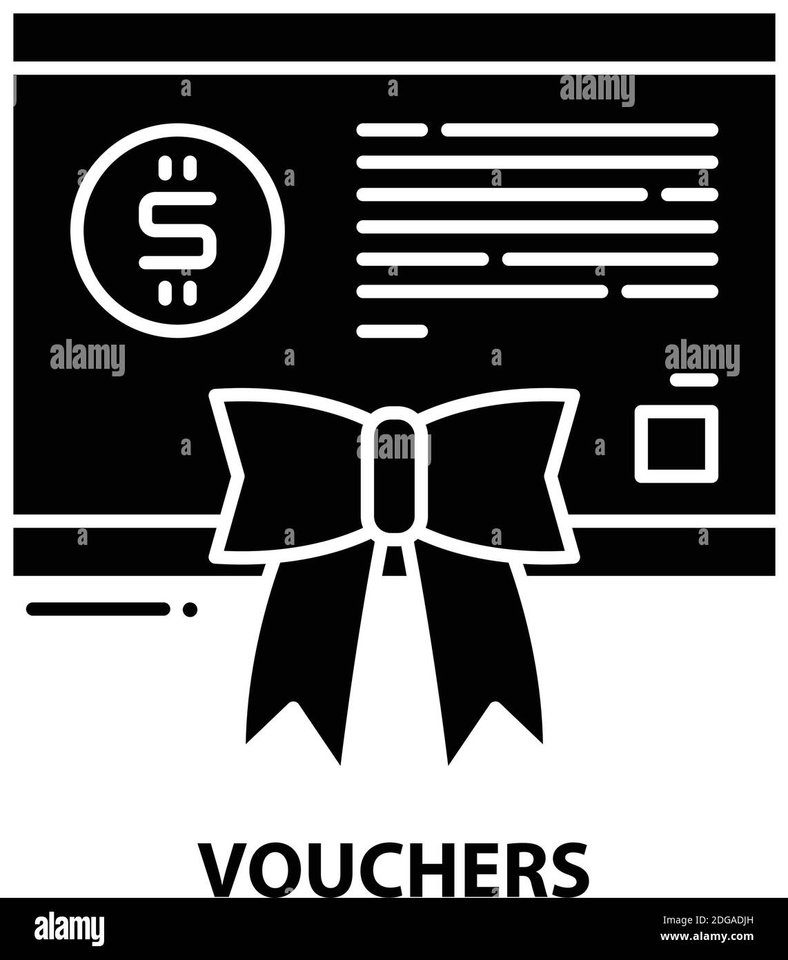 Gutschein-Symbol, schwarzes Vektorzeichen mit editierbaren Striche, Konzeptdarstellung Stock Vektor
