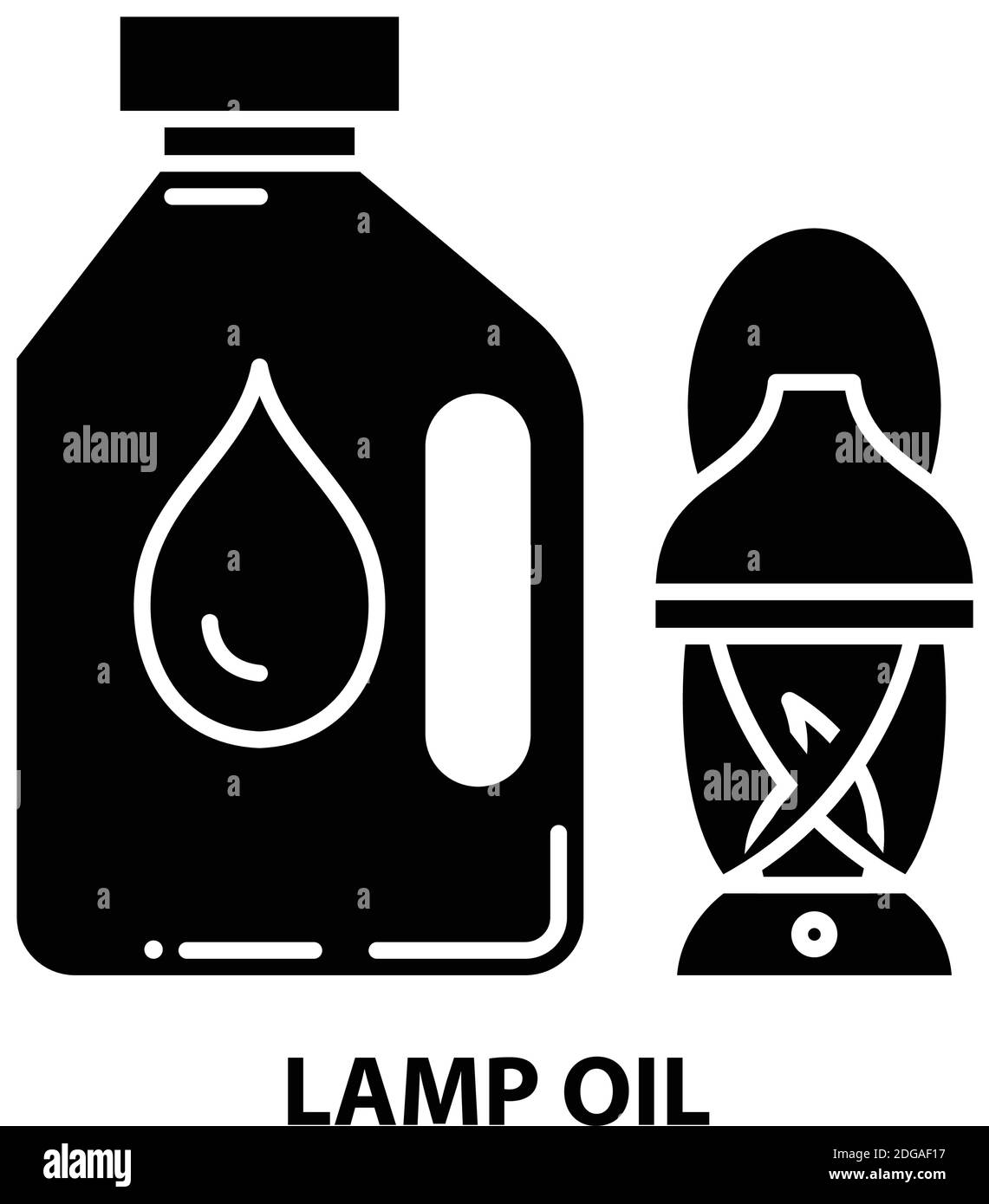 Lampenöl-Symbol, schwarzes Vektorzeichen mit bearbeitbaren Striche, Konzeptdarstellung Stock Vektor