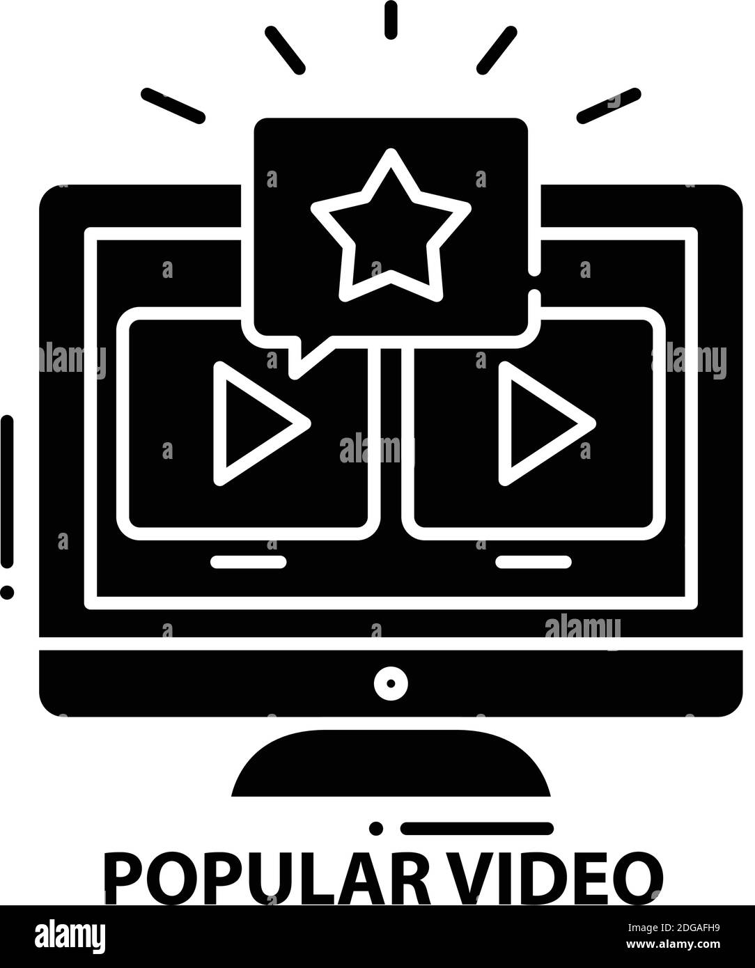 Beliebtes Video-Symbol, schwarzes Vektorzeichen mit editierbaren Konturen, Konzeptdarstellung Stock Vektor