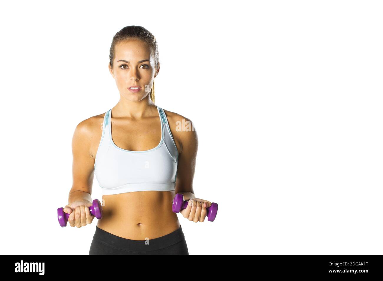 Wunderschöne Brünette Fitness-Modell arbeiten in EINEM Studio-Umgebung Stockfoto