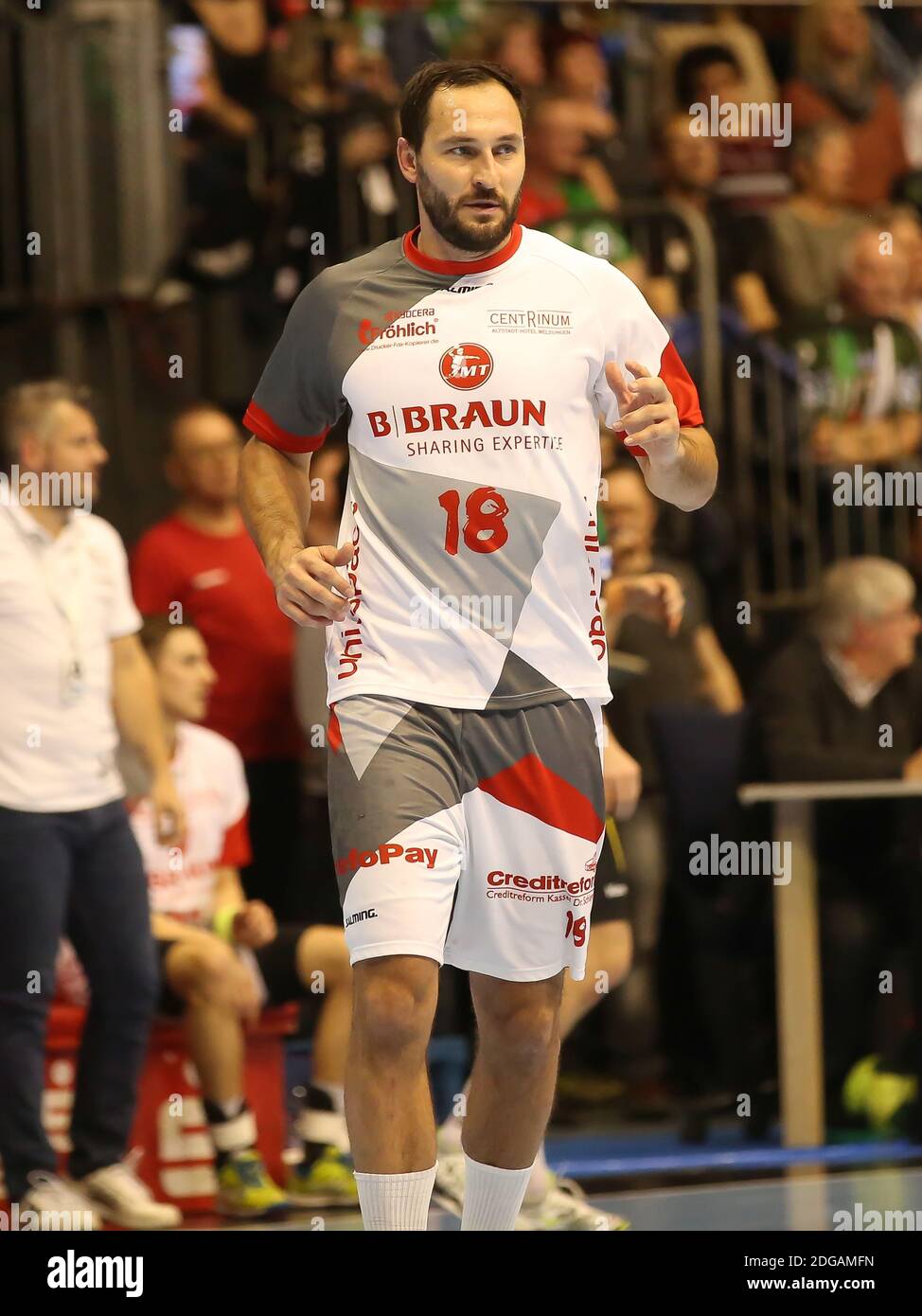 Deutscher Handballspieler Philipp MÃ¼ller MT Melsungen DHB HBL DKB Handball Bundesliga Saison 2018/19 Stockfoto