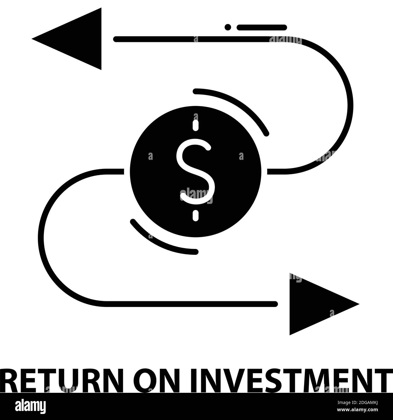 Symbol für Return on Investment, schwarzes Vektorzeichen mit bearbeitbaren Konturen, Konzeptdarstellung Stock Vektor