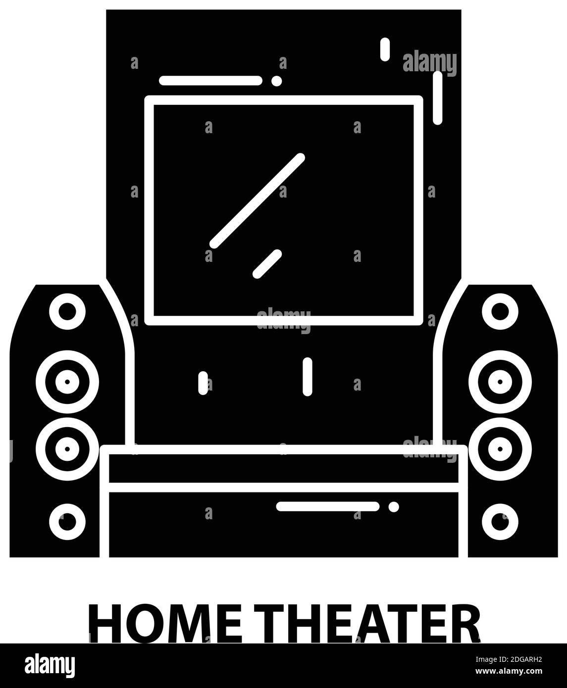 Home Entertainment-Symbol, schwarzes Vektorzeichen mit bearbeitbaren Konturen, Konzeptdarstellung Stock Vektor