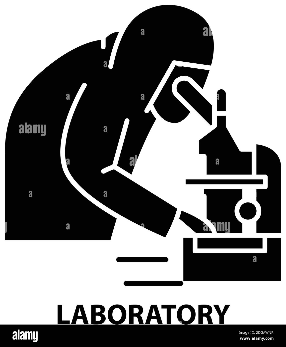 Laborsymbol, schwarzes Vektorzeichen mit bearbeitbaren Striche, Konzeptdarstellung Stock Vektor