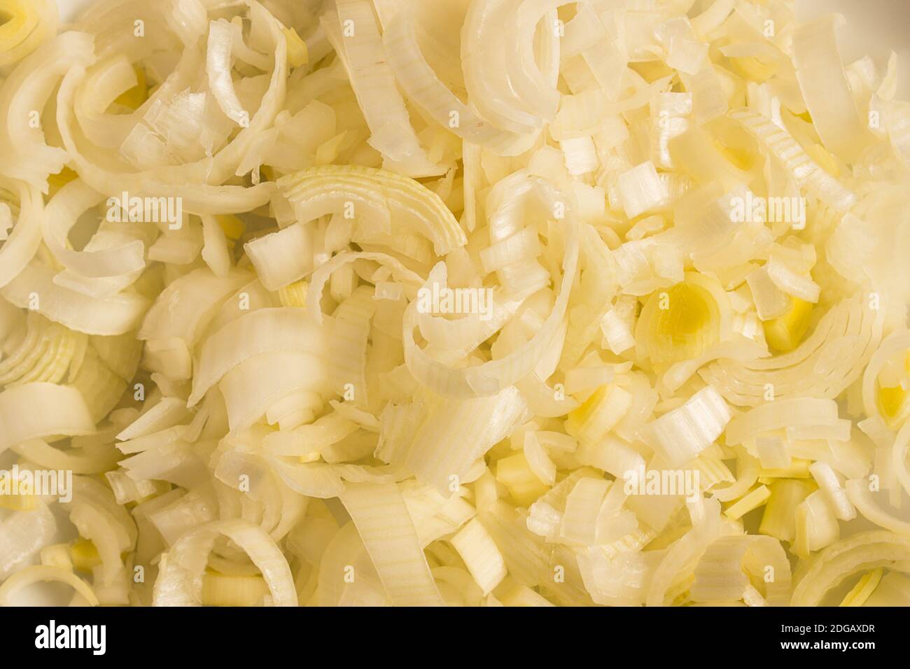 Gehackte Lauch Textur als Hintergrund. Vegetarisches Essen und Gemüse. Stockfoto