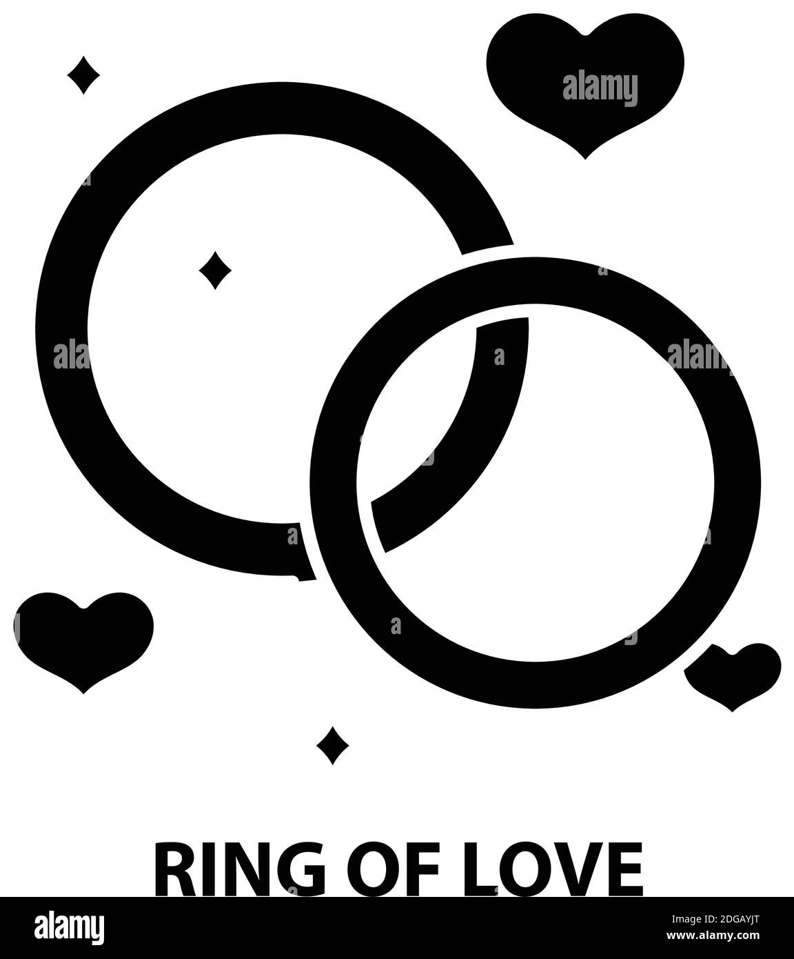Ring of Love Icon, schwarzes Vektorzeichen mit editierbaren Striche, Konzeptdarstellung Stock Vektor