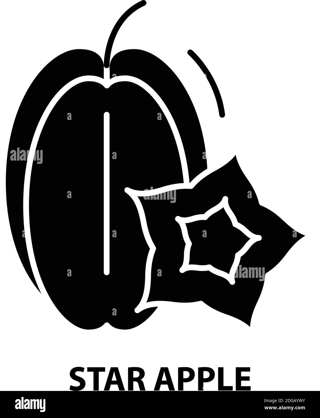 Stern-Apfel-Symbol, schwarzes Vektorzeichen mit editierbaren Striche, Konzeptdarstellung Stock Vektor
