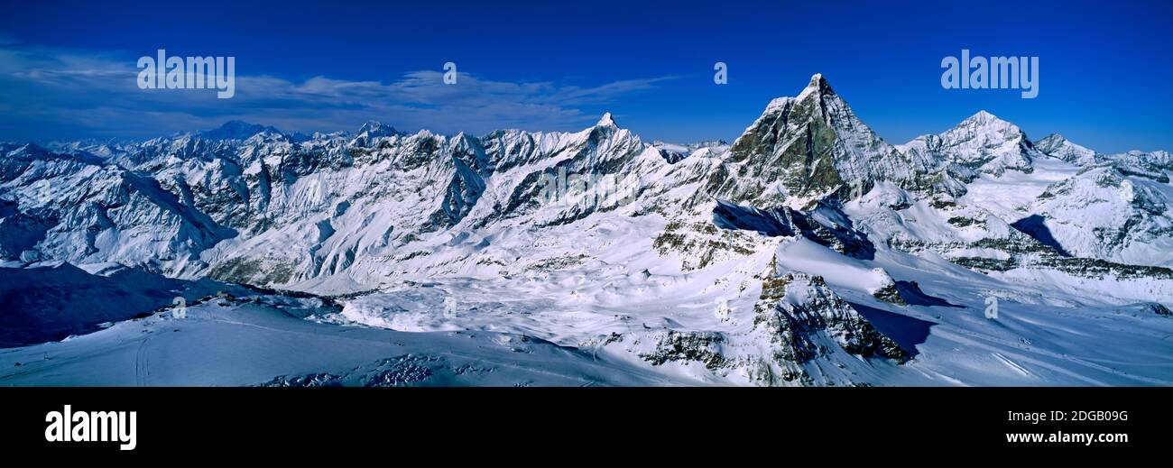 Schweizer Alpen ab Klein Matterhorn, Schweiz Stockfoto