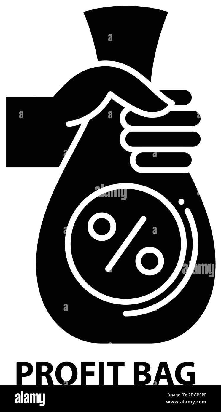 Gewinnbeutel-Symbol, schwarzes Vektorzeichen mit editierbaren Striche, Konzeptdarstellung Stock Vektor