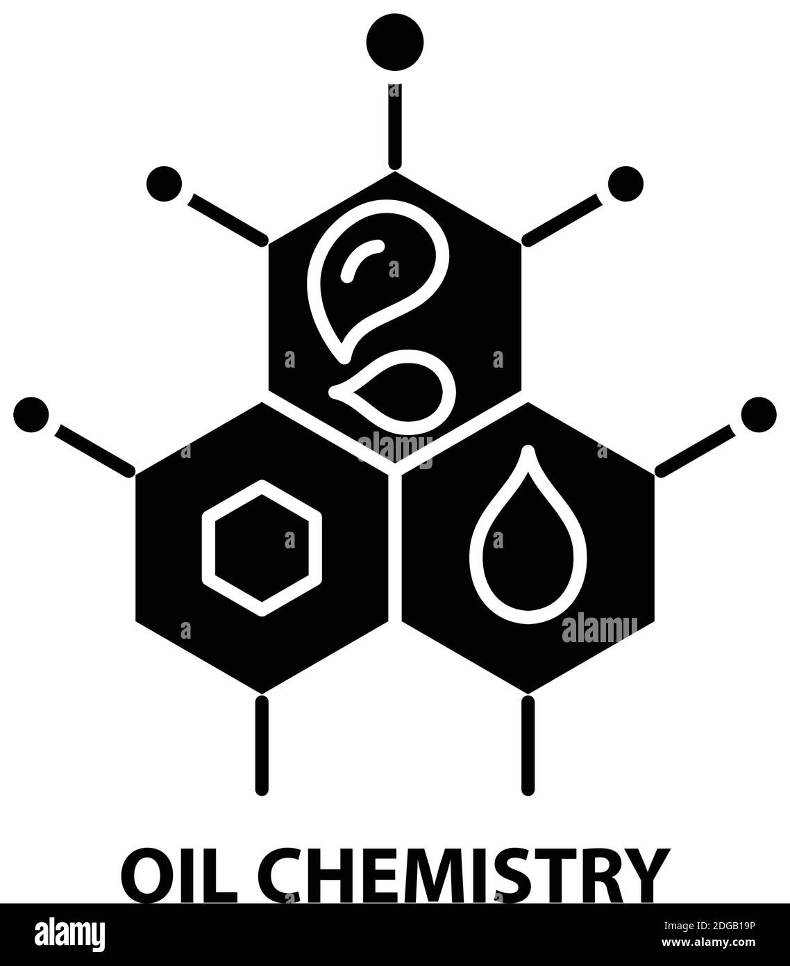 Symbol für Ölchemie, schwarzes Vektorzeichen mit bearbeitbaren Konturen, Konzeptdarstellung Stock Vektor