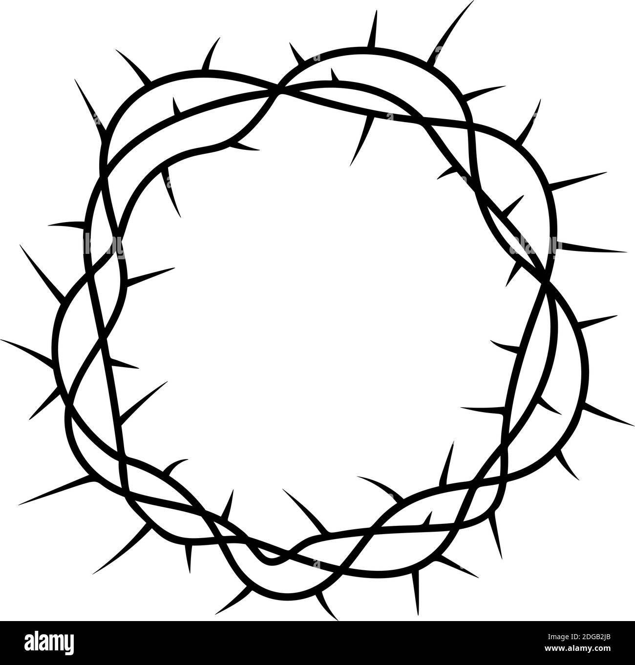 Christian Logo Krone aus Dornen Religiöse Symbol handgezeichneten Vektor Illustration Skizze auf weißem Hintergrund Stock Vektor
