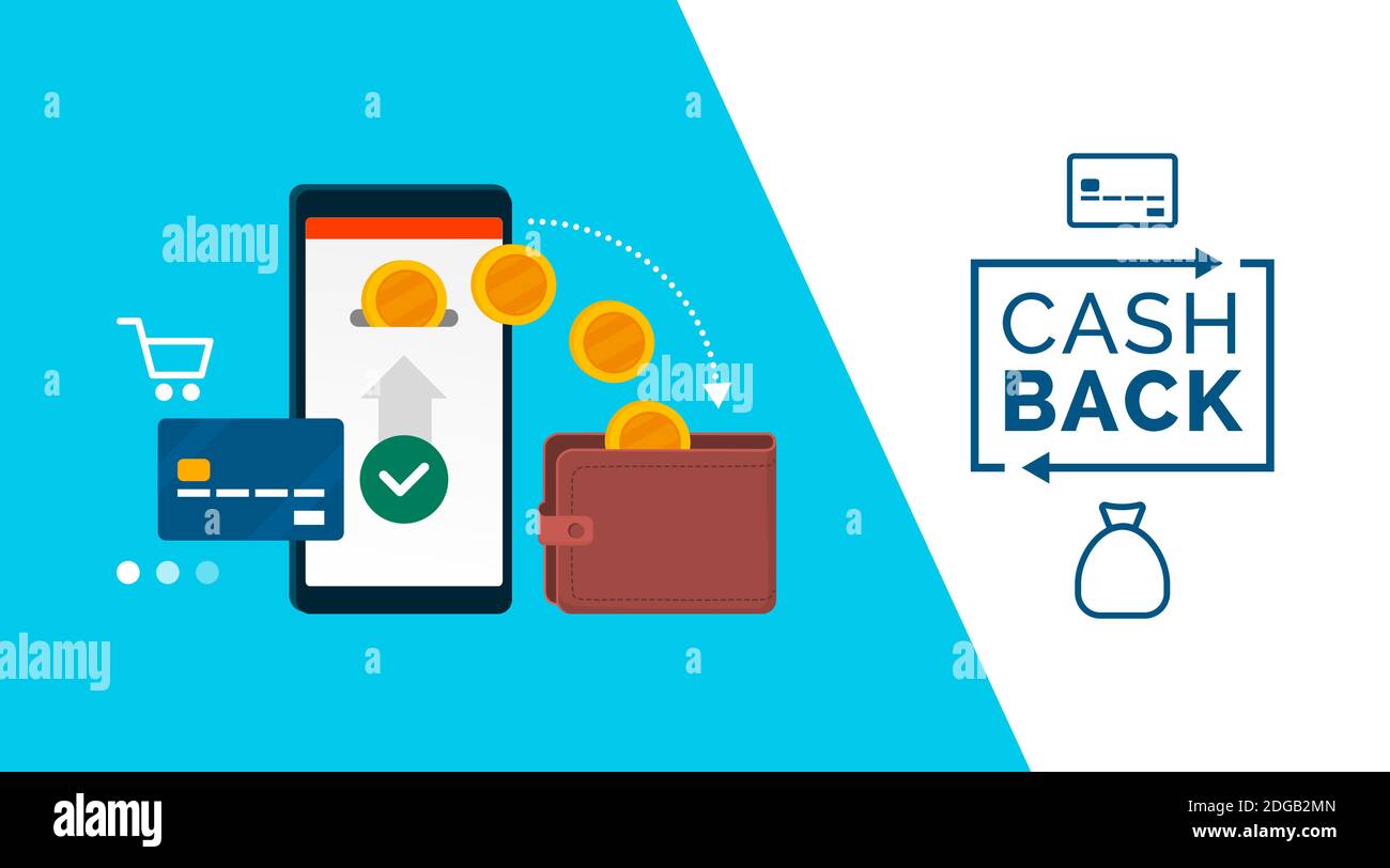 Kreditkartenzahlungen, elektronische Transaktionen und Cashback Stock Vektor