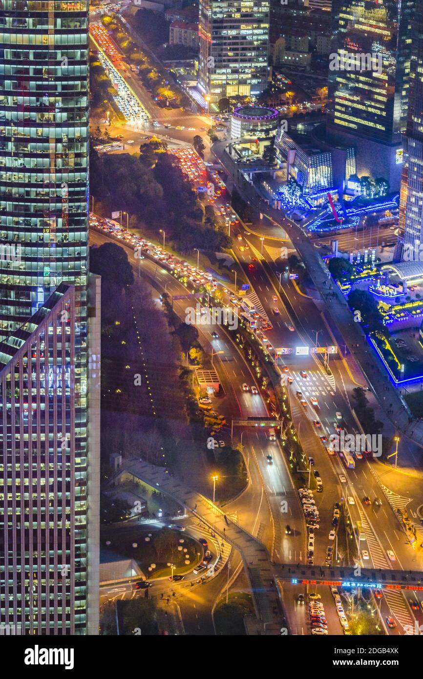 Lujiazui District Aerial View, Shanghai, China Stockfoto