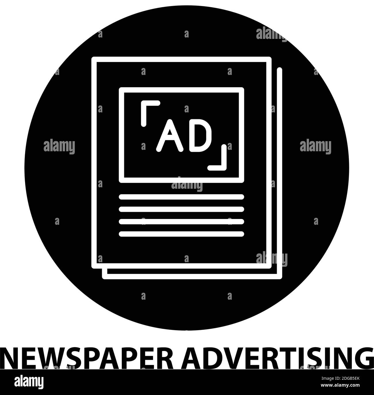 Zeitungsannoncierungssymbol, schwarzes Vektorzeichen mit editierbaren Striche, Konzeptdarstellung Stock Vektor