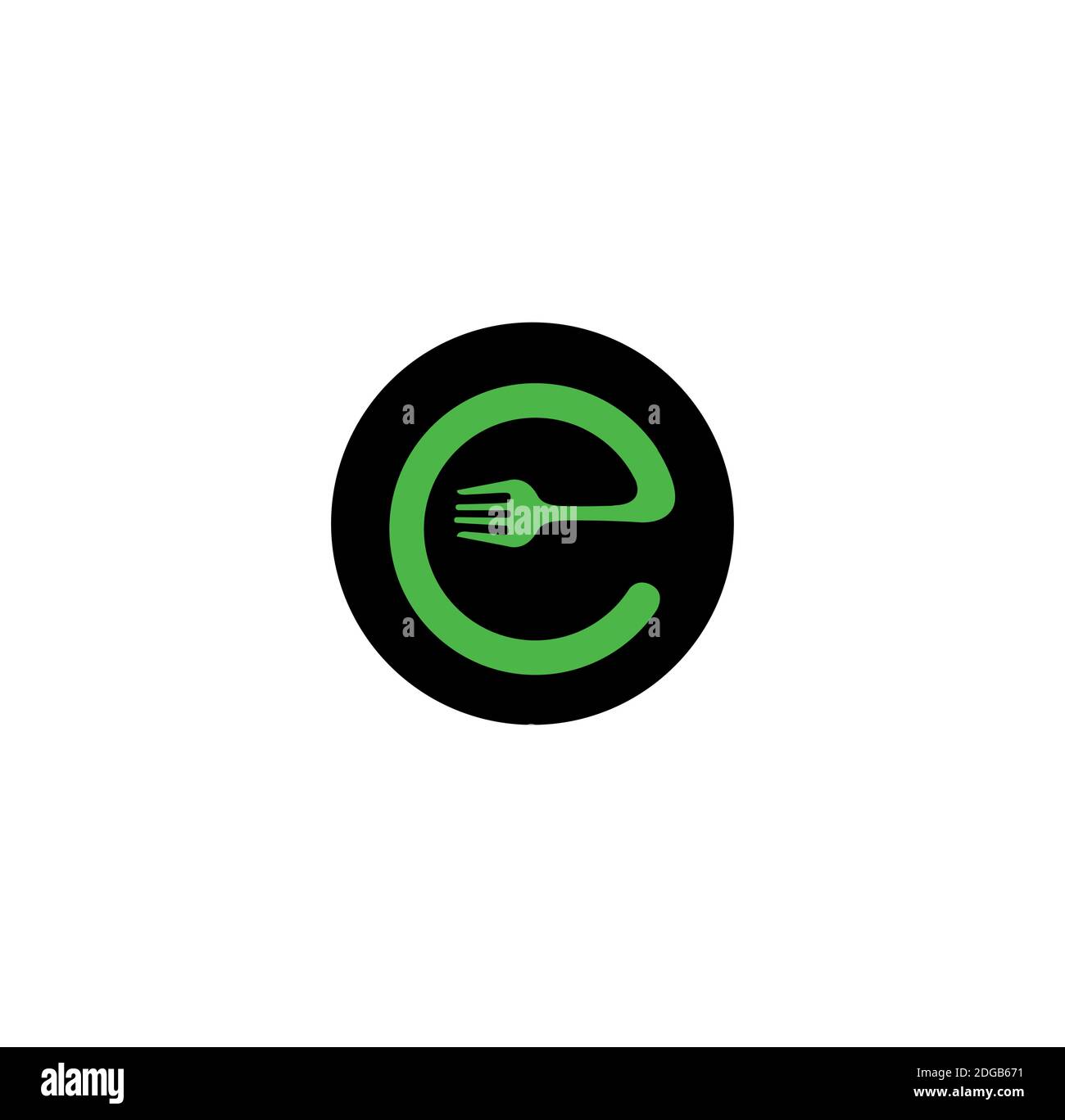 Buchstabe C mit Gabel. Löffel Buchstabe C Monogramm. Stock Vektor