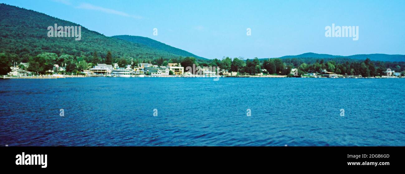 Blick vom Minne Ha Ha Steamboat, Lake George, New York State, USA Stockfoto