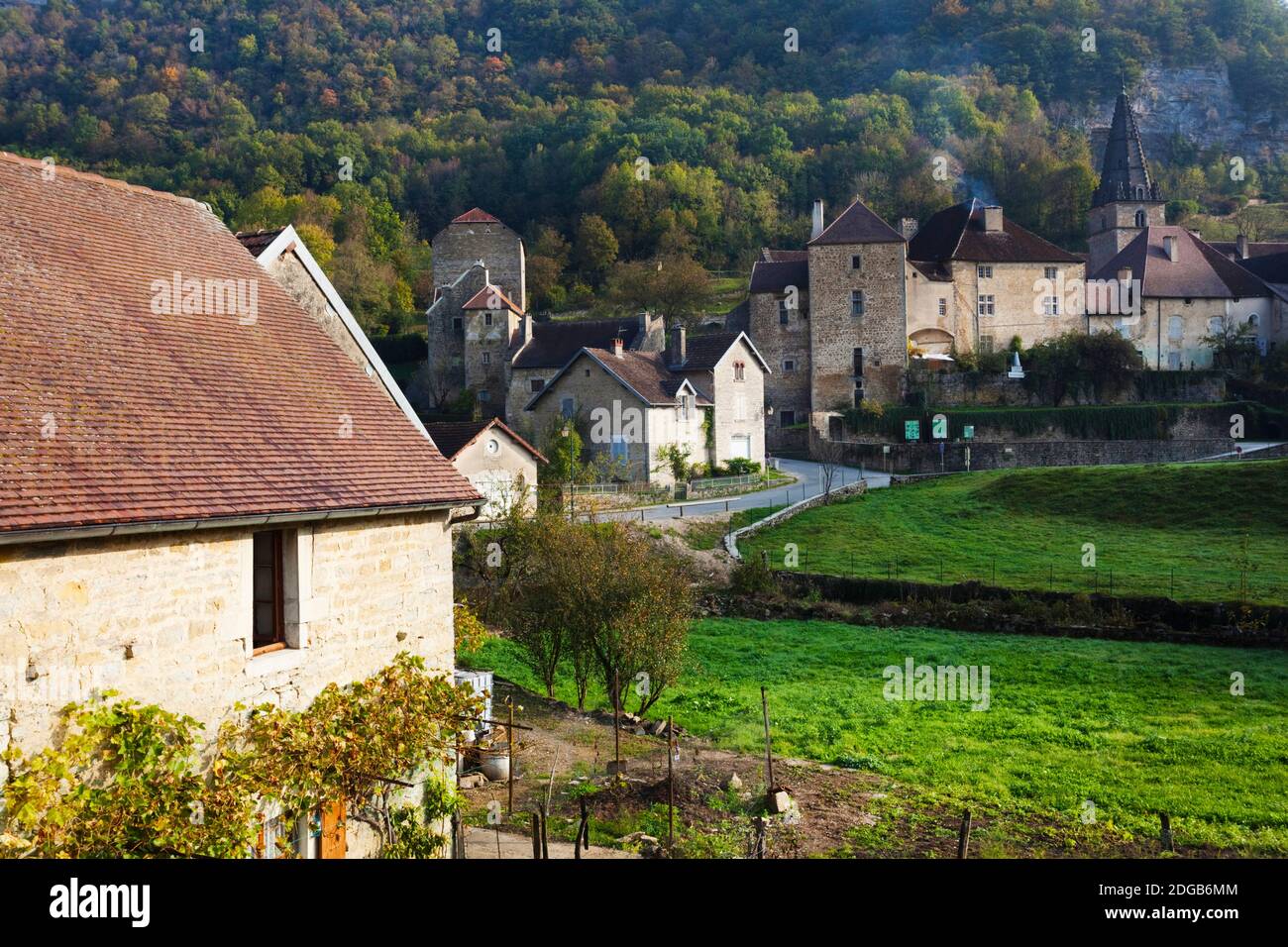 Baume Abbey Kirche in Baume-les-Messieurs, Les Reculees, Jura, Franche-Comte, Frankreich Stockfoto