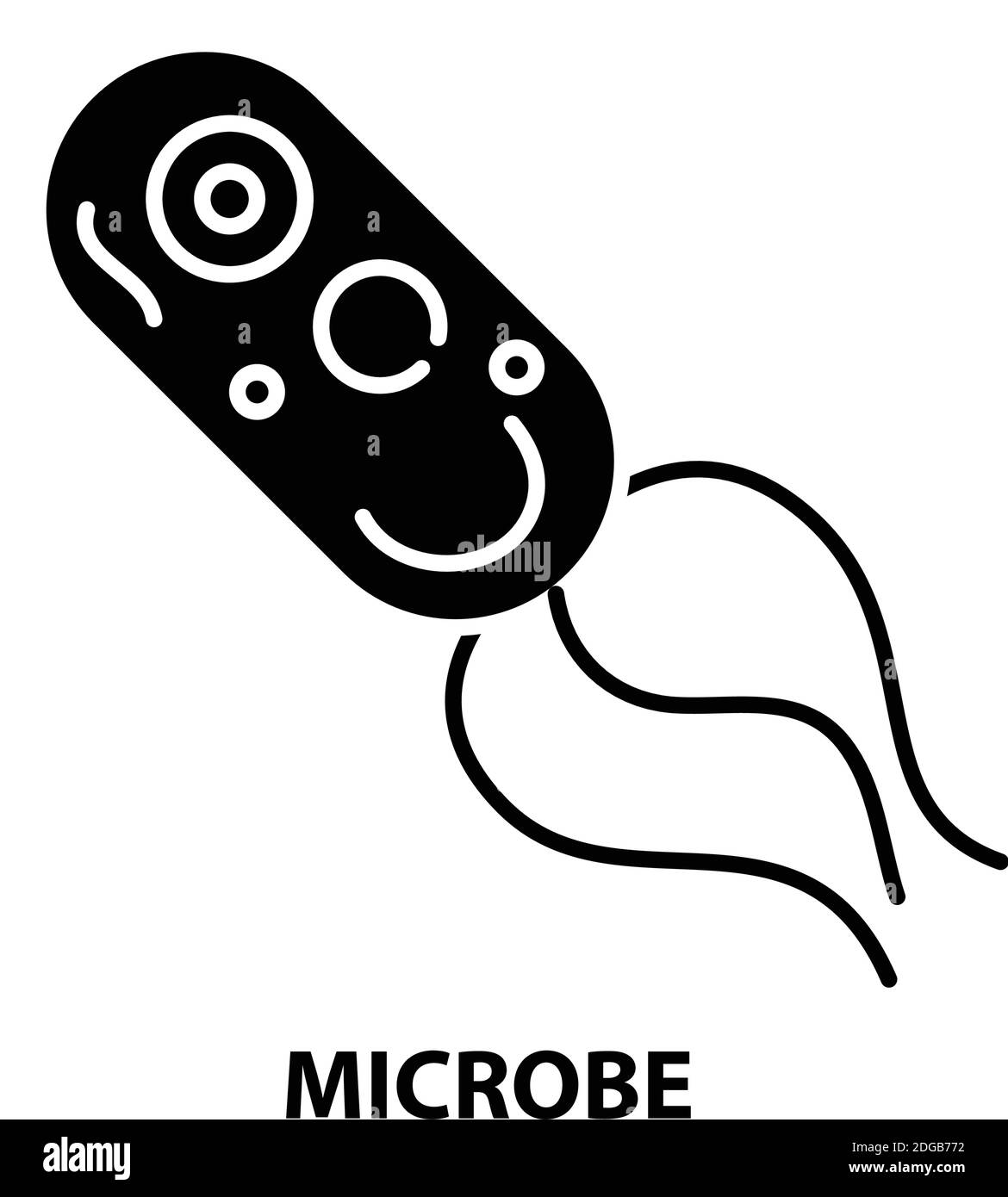 Mikrobensymbol, schwarzes Vektorzeichen mit bearbeitbaren Konturen, Konzeptdarstellung Stock Vektor