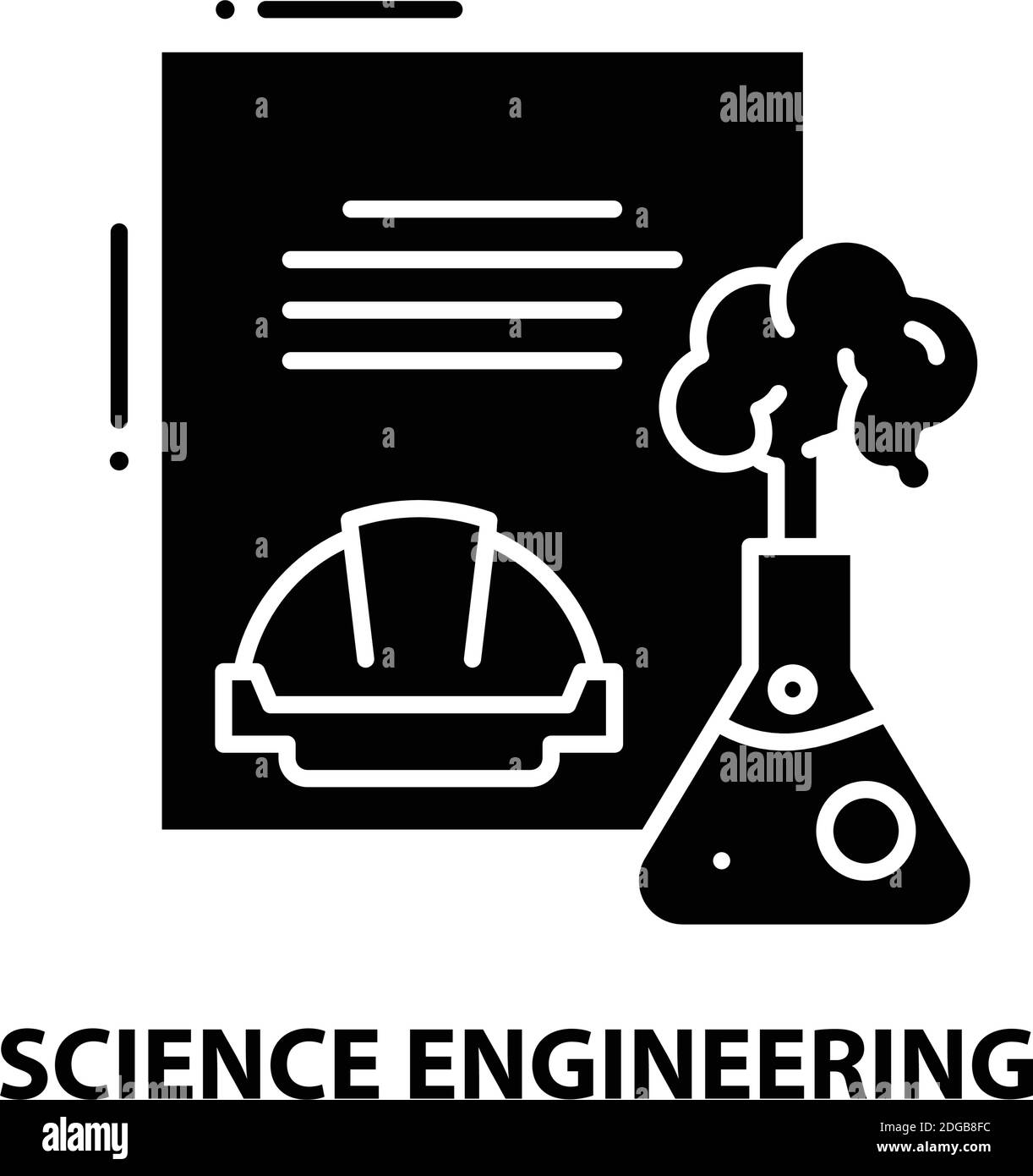 Science-Engineering-Symbol, schwarzes Vektorzeichen mit bearbeitbaren Konturen, Konzeptdarstellung Stock Vektor