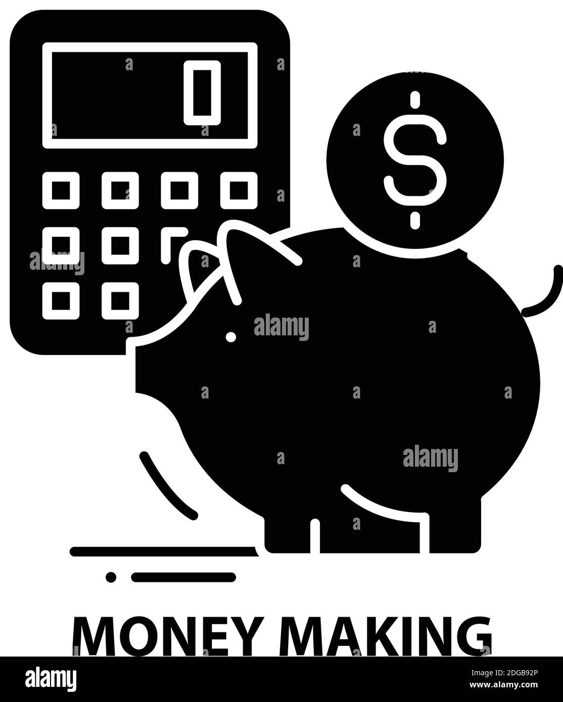 Geldverdienen Symbol, schwarzes Vektor-Zeichen mit editierbaren Striche, Konzept Illustration Stock Vektor
