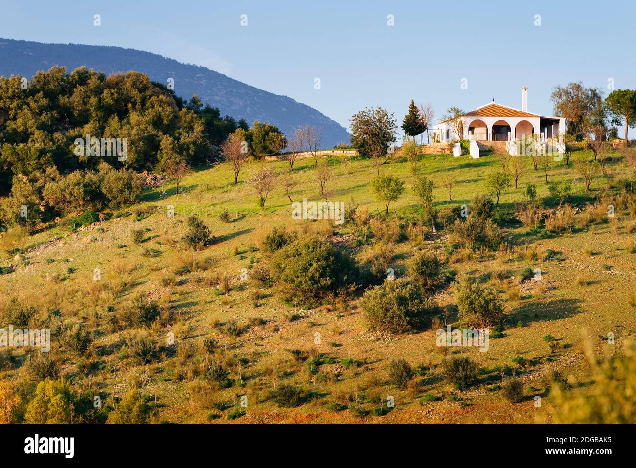 Bauernhaus in der Nähe des Dorfes Zahara de la Sierra, Cádiz, Andalucía, Spanien, Europa Stockfoto