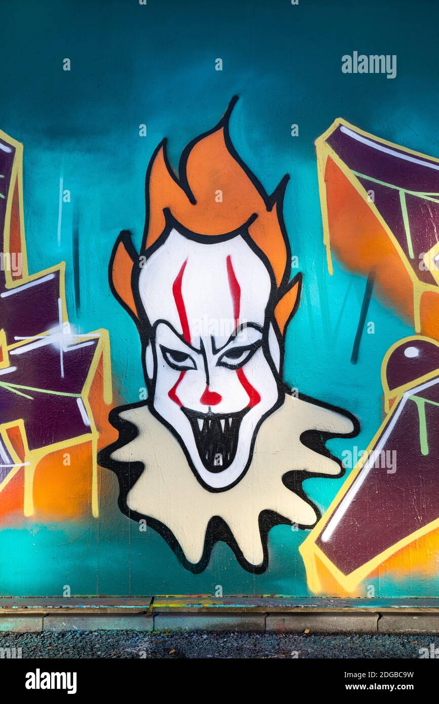 Scary Clown Gesicht Graffiti Stockfoto