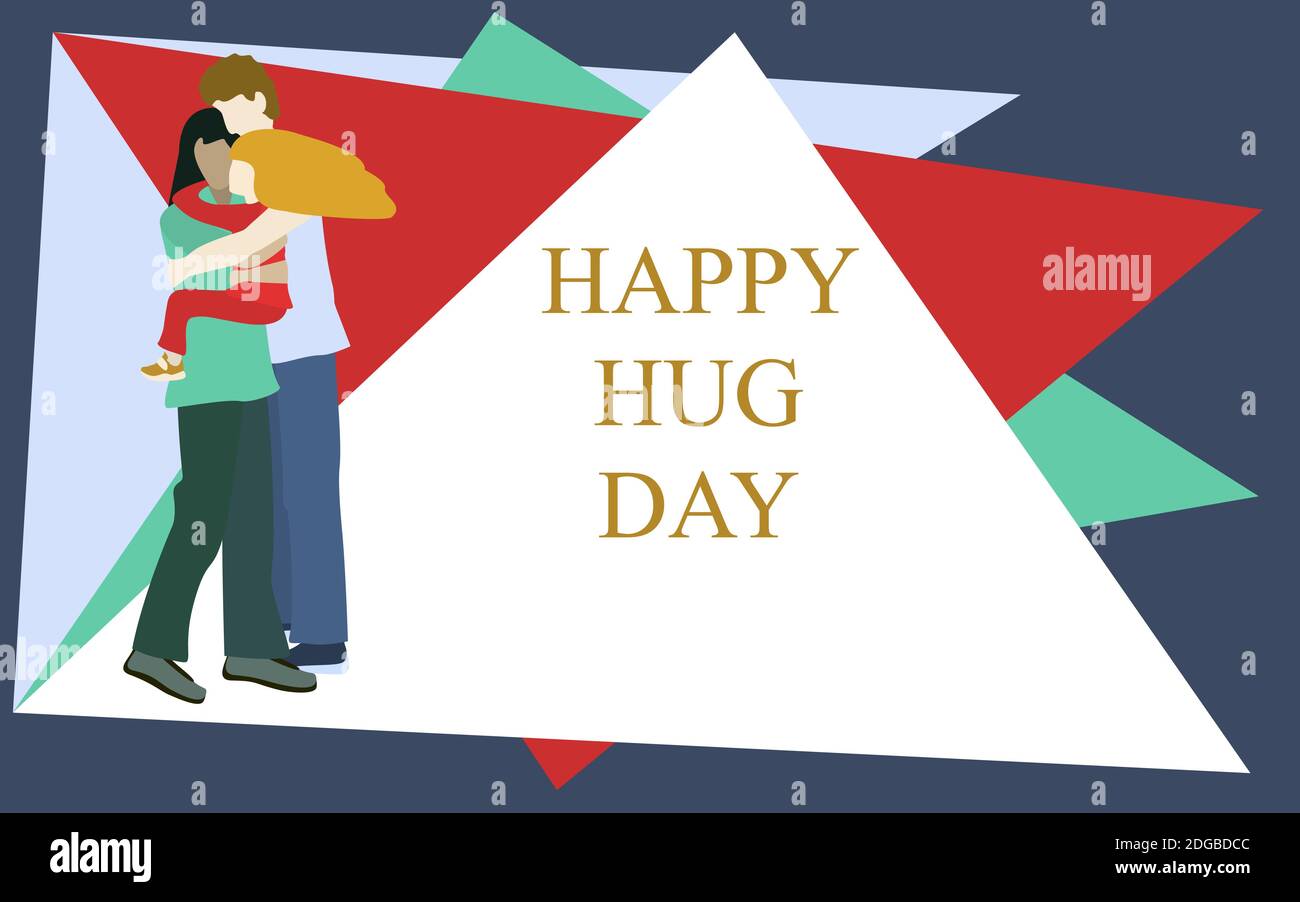 Frohe Familie. Bunte Vektor-Illustration für Banner, Flyer und Karte. Abstrakter Hintergrund. Speicherplatz kopieren. Happy Hug Day oder Ihren Text. Stock Vektor
