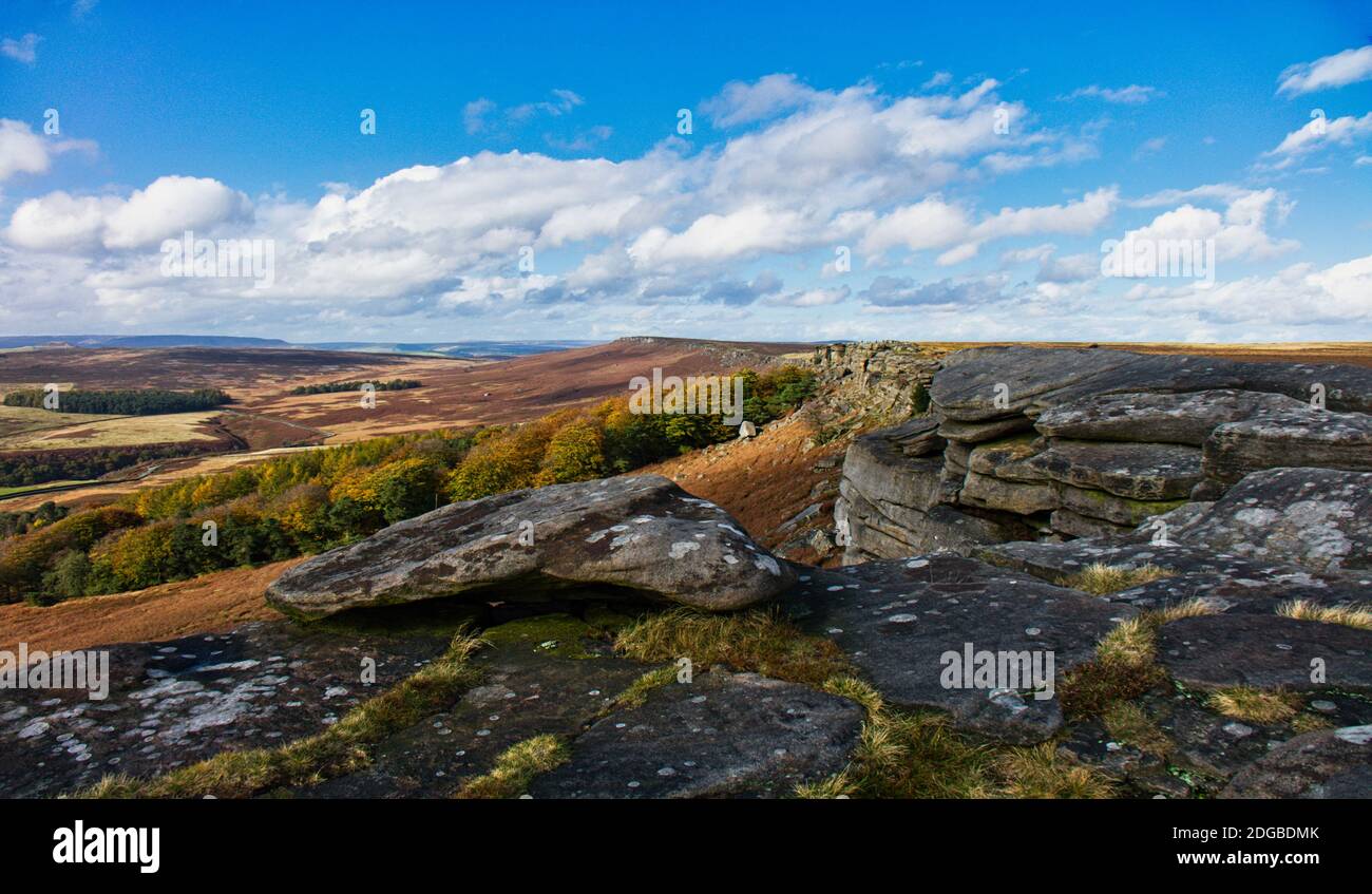 Stanage Edge. Der Peak District National Park. Stockfoto