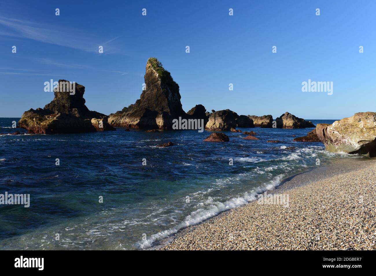 Felsformationen am Monro Beach Neuseeland Stockfoto