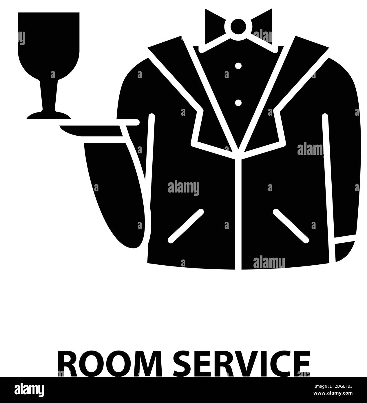 Zimmerservice-Symbol, schwarzes Vektorzeichen mit editierbaren Striche, Konzeptdarstellung Stock Vektor