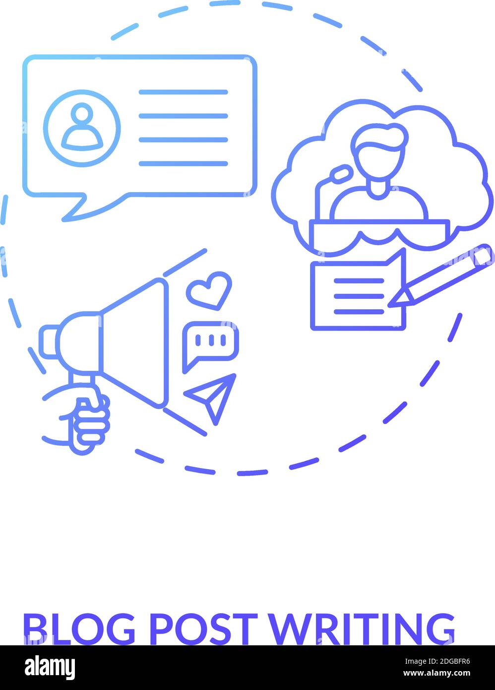 Blog post Schreiben blauen Gradienten Konzept Symbol Stock Vektor