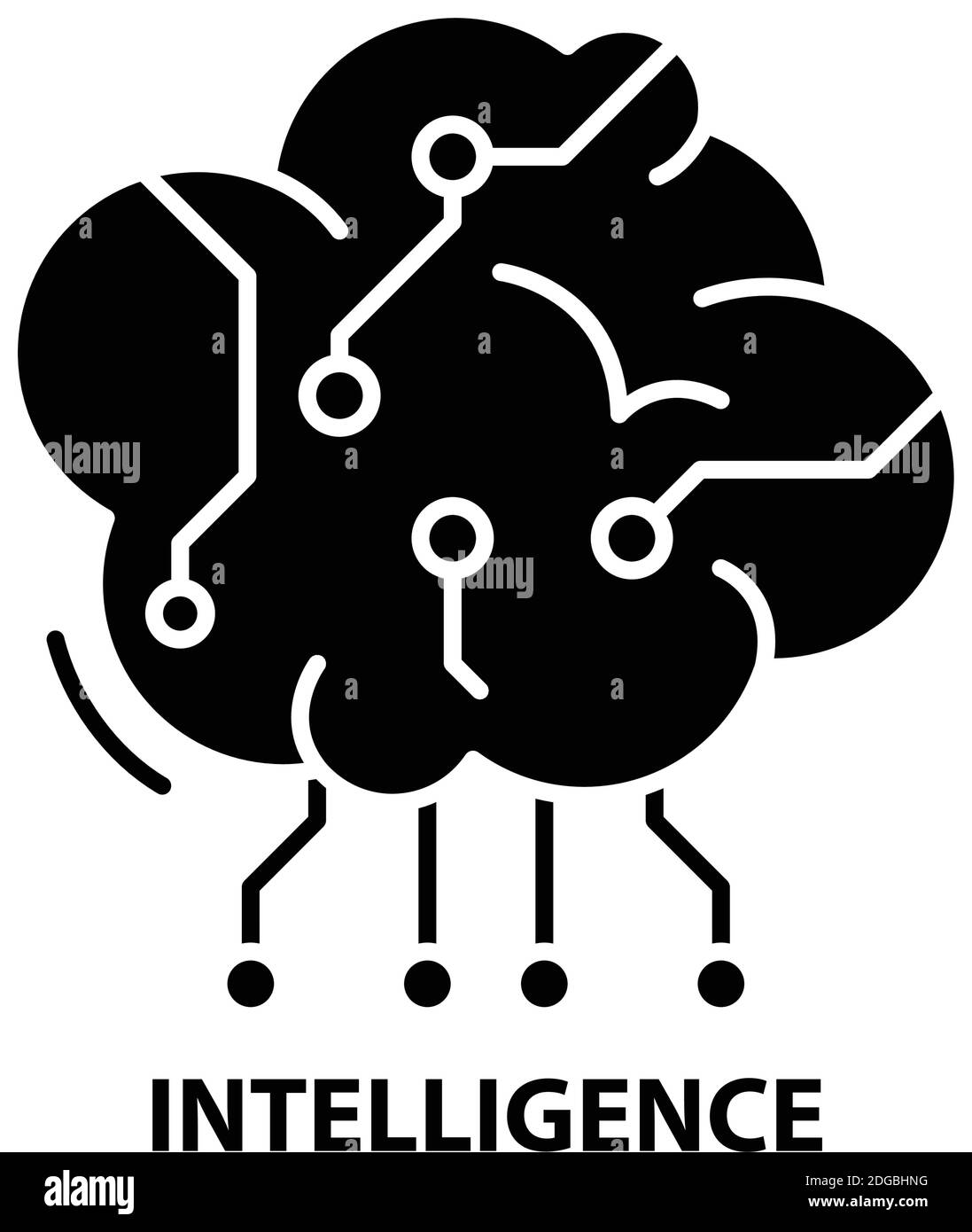 Intelligenz-Symbol, schwarzes Vektorzeichen mit editierbaren Konturen, Konzeptdarstellung Stock Vektor