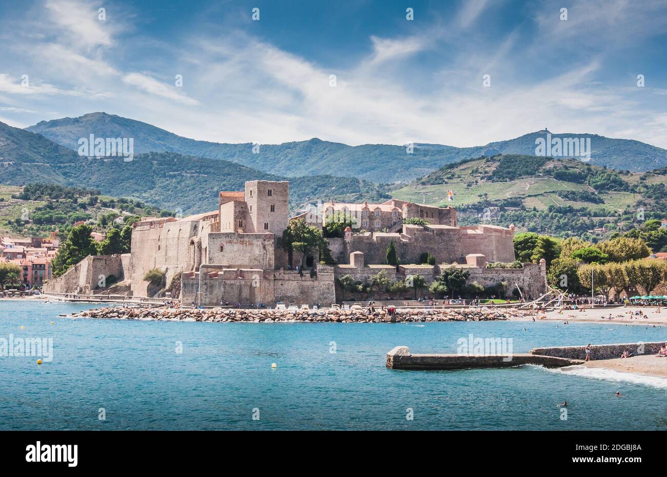 Königliche Burg Collioure in den Pyrenäen-Orientales, Frankreich Stockfoto