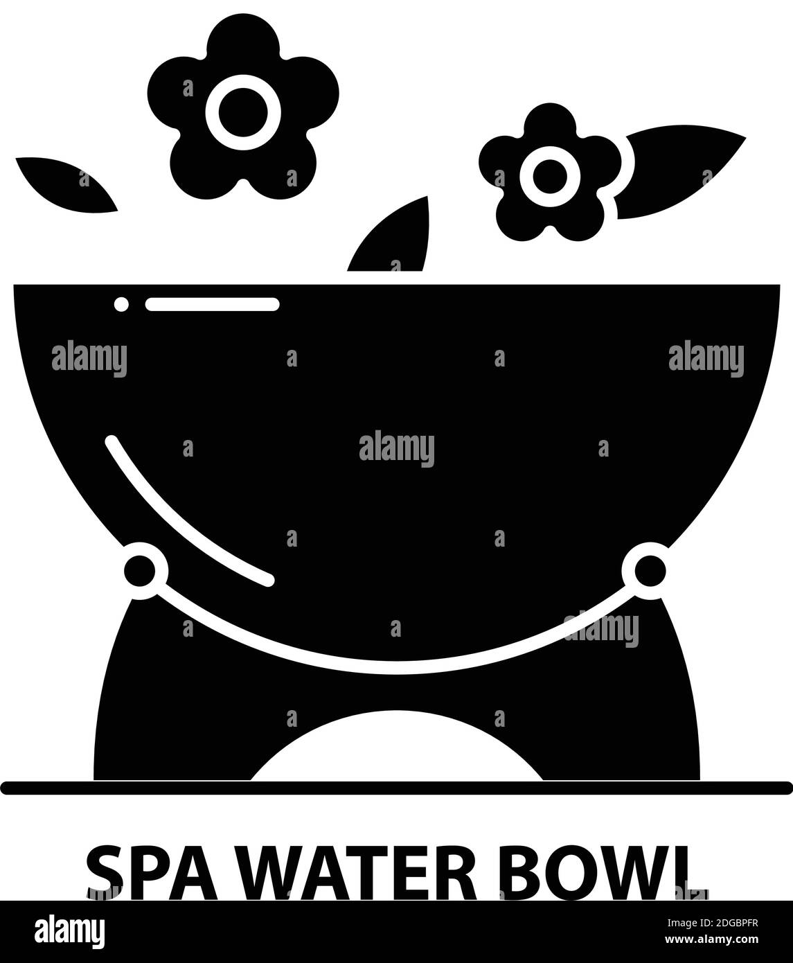Spa Wasser Schüssel Symbol, schwarzes Vektor-Zeichen mit editierbaren Striche, Konzept Illustration Stock Vektor