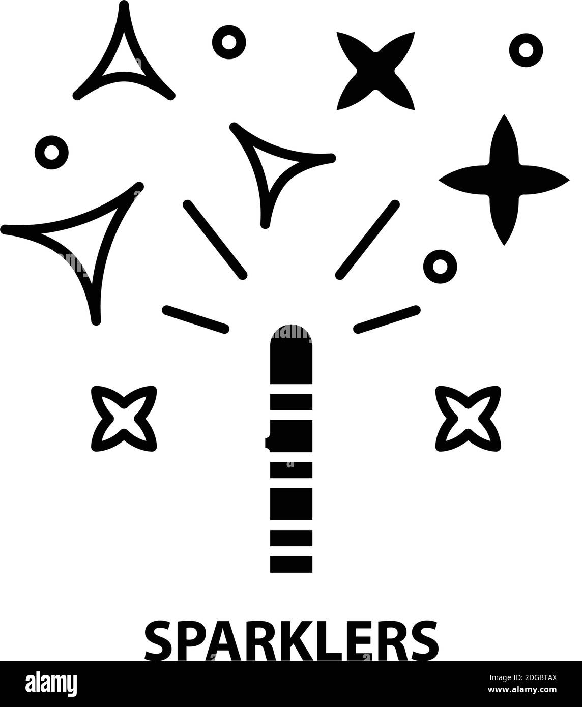 Sparklers Icon, schwarzes Vektorzeichen mit editierbaren Striche, Konzeptdarstellung Stock Vektor