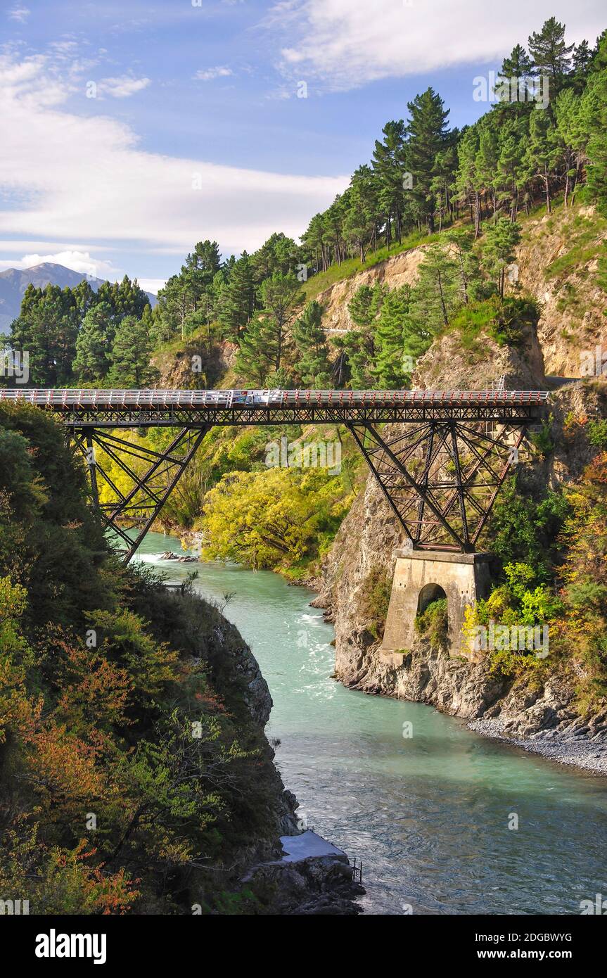 Waiau Ferry Bridge über den Waiau River, in der Nähe von Hanmer Springs, Region Canterbury, Nordinsel, Neuseeland Stockfoto
