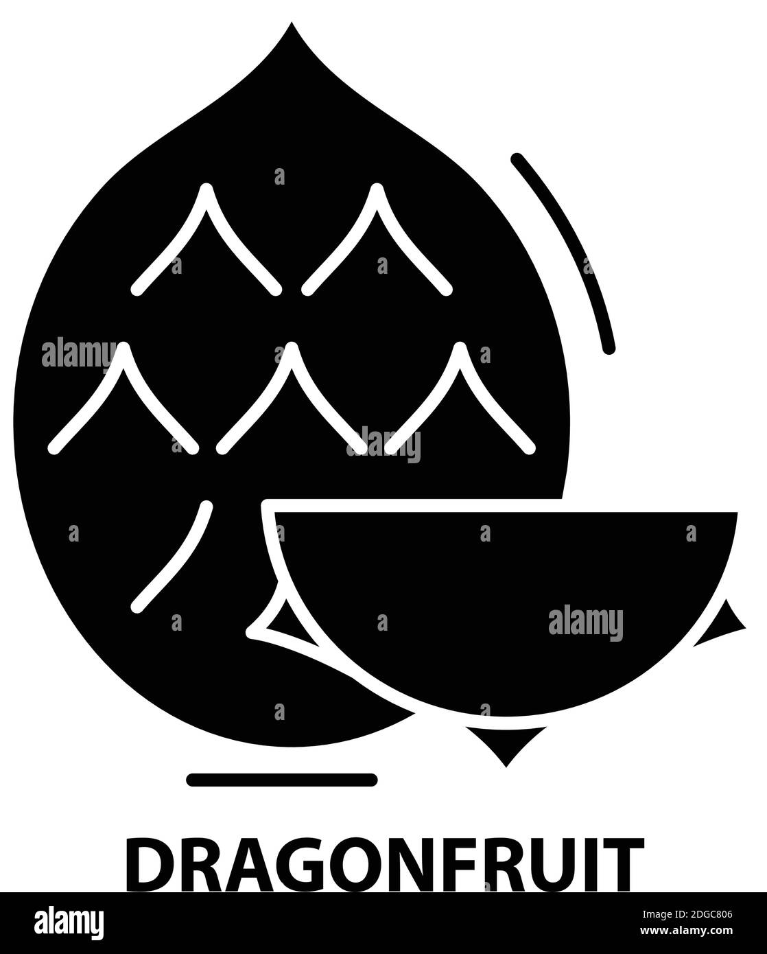 Dragonfruit-Symbol, schwarzes Vektorzeichen mit editierbaren Konturen, Konzeptdarstellung Stock Vektor