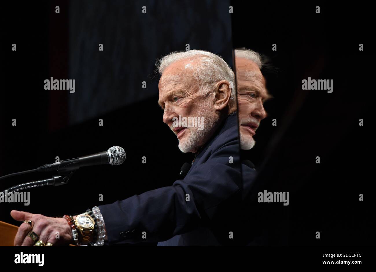 Gemini XII & Apollo XI Astronaut Buzz Aldrin spricht während des Humans 2 Mars Summit an der George Washington University in Washington, DC, am 9. Mai 2017. Foto von Olivier Douliery/ Abaca Stockfoto