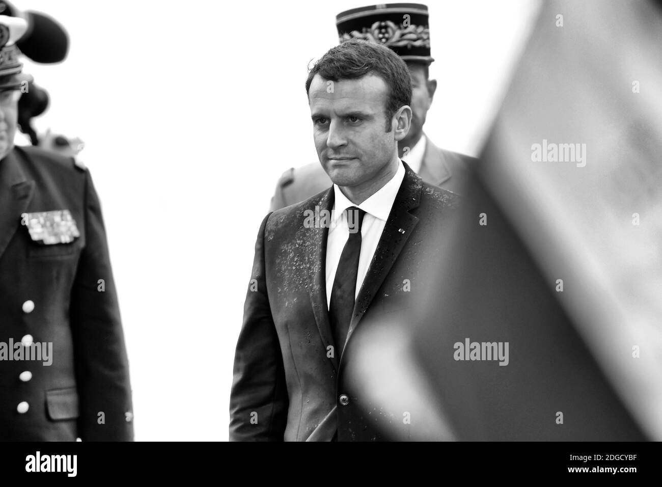 Der neue französische Präsident Emmanuel Macron kommt auf der Champs Elysees Avenue und dem Arc de Trimphe an, nachdem er am 14. Mai 2017 in Paris, Frankreich, feierlich verflucht hat. Foto von Ammar Abd Rabbo/ABACAPRESS.COM Stockfoto