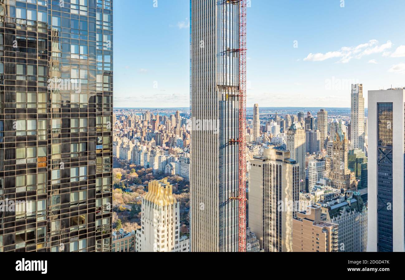 Ein Luftbild eines Abschnitts der 111 West 57th Street und Umgebung, NYC Stockfoto