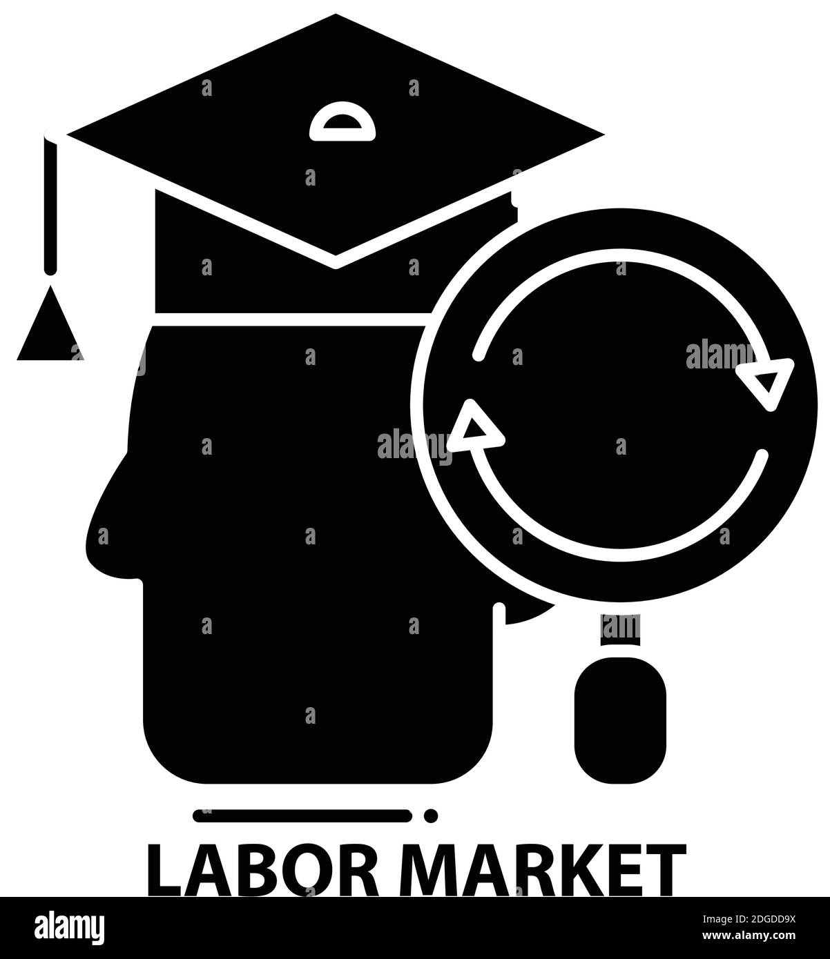 Arbeitsmarktsymbol, schwarzes Vektorzeichen mit editierbaren Striche, Konzeptdarstellung Stock Vektor