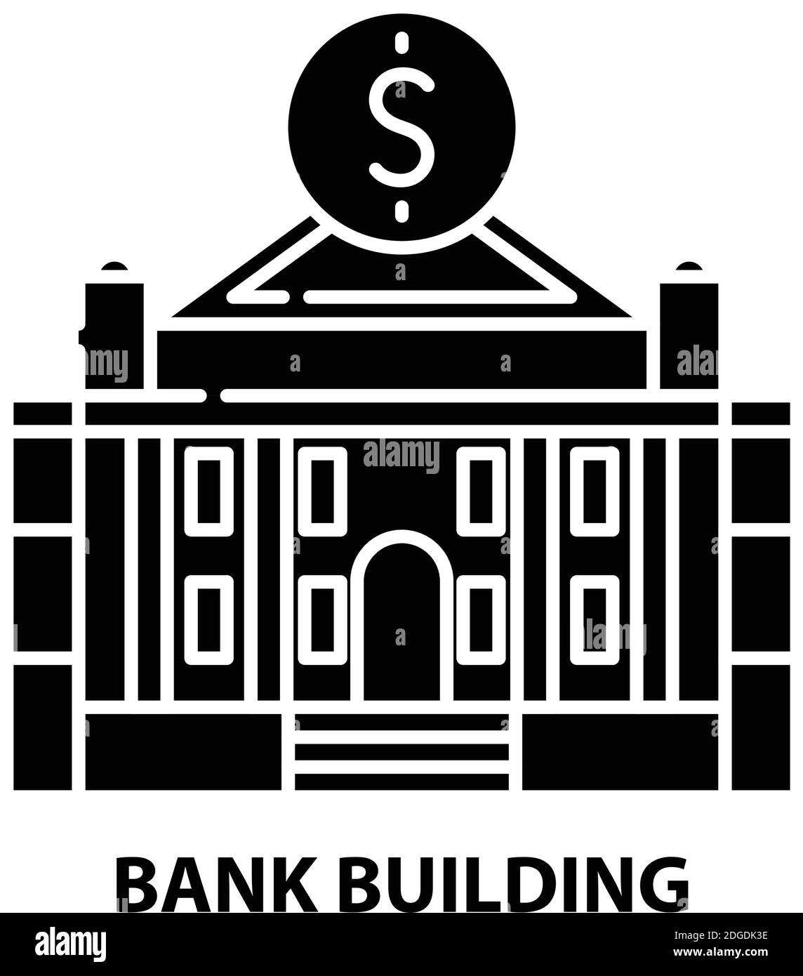 bankgebäude-Symbol, schwarzes Vektorzeichen mit editierbaren Striche, Konzeptdarstellung Stock Vektor