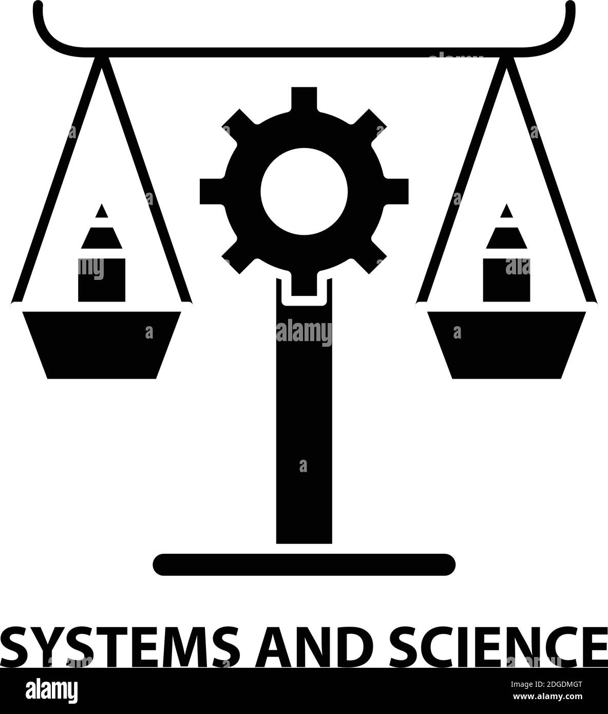 System- und Science-Symbol, schwarzes Vektorzeichen mit editierbaren Konturen, Konzeptdarstellung Stock Vektor